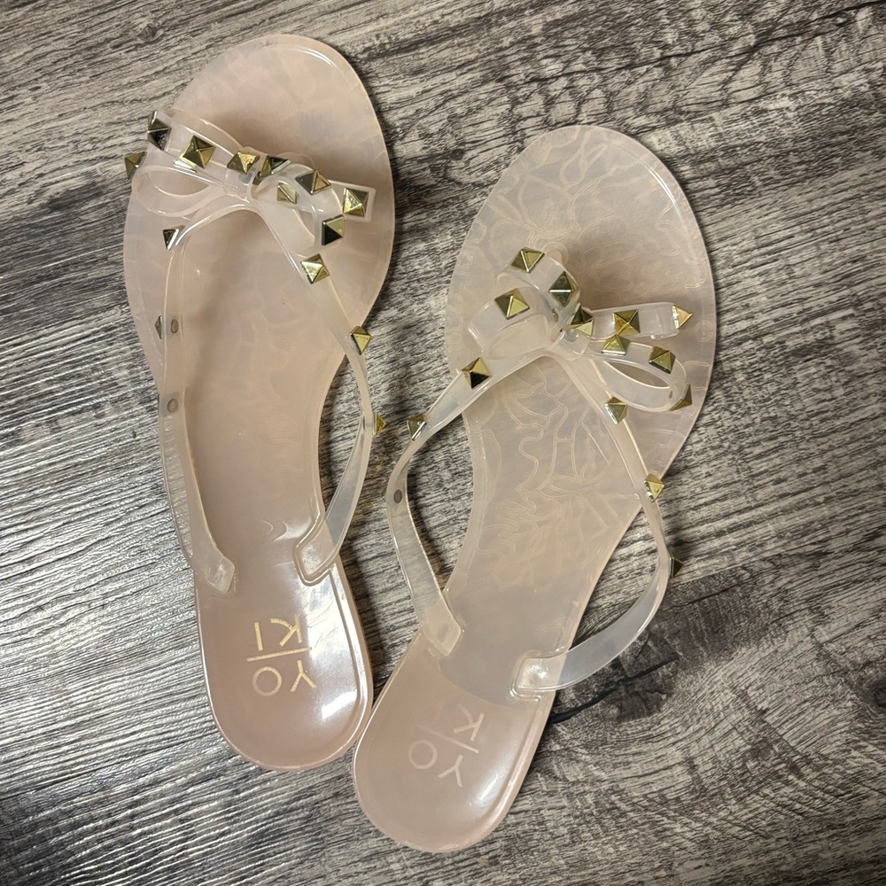 Stylish Women's Clear Sandals with Gold Accents